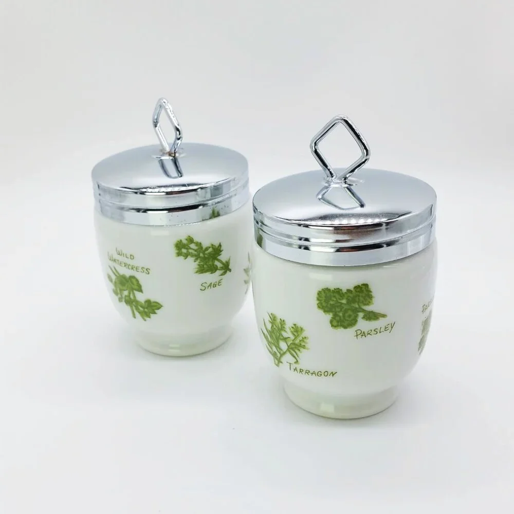 2pc Herb Garden Porcelain Egg Coddlers